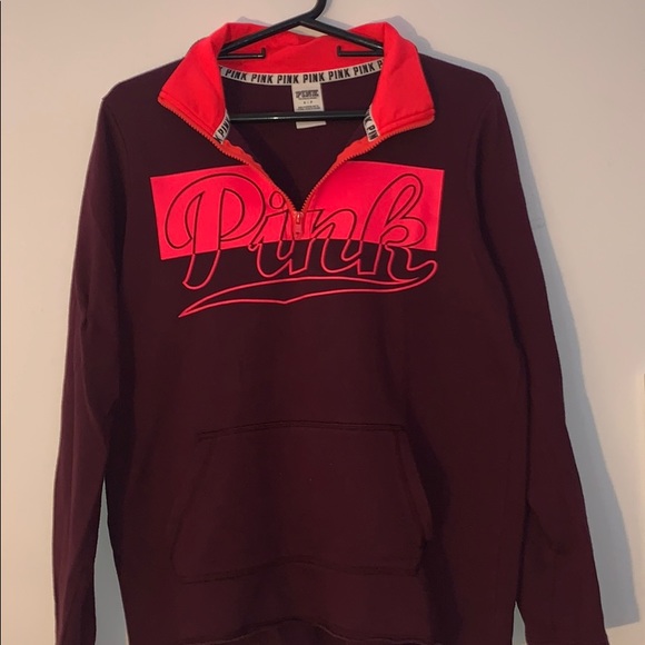 Victoria’s Secret PINK quarterzip burgundy sweater - Picture 1 of 3